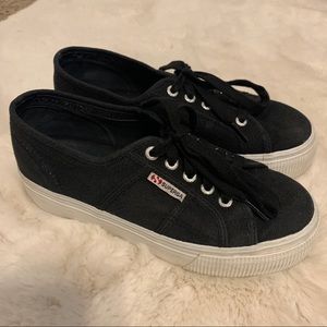 Superga Black Acot Linea Platform Sneaker 38 7.5 W